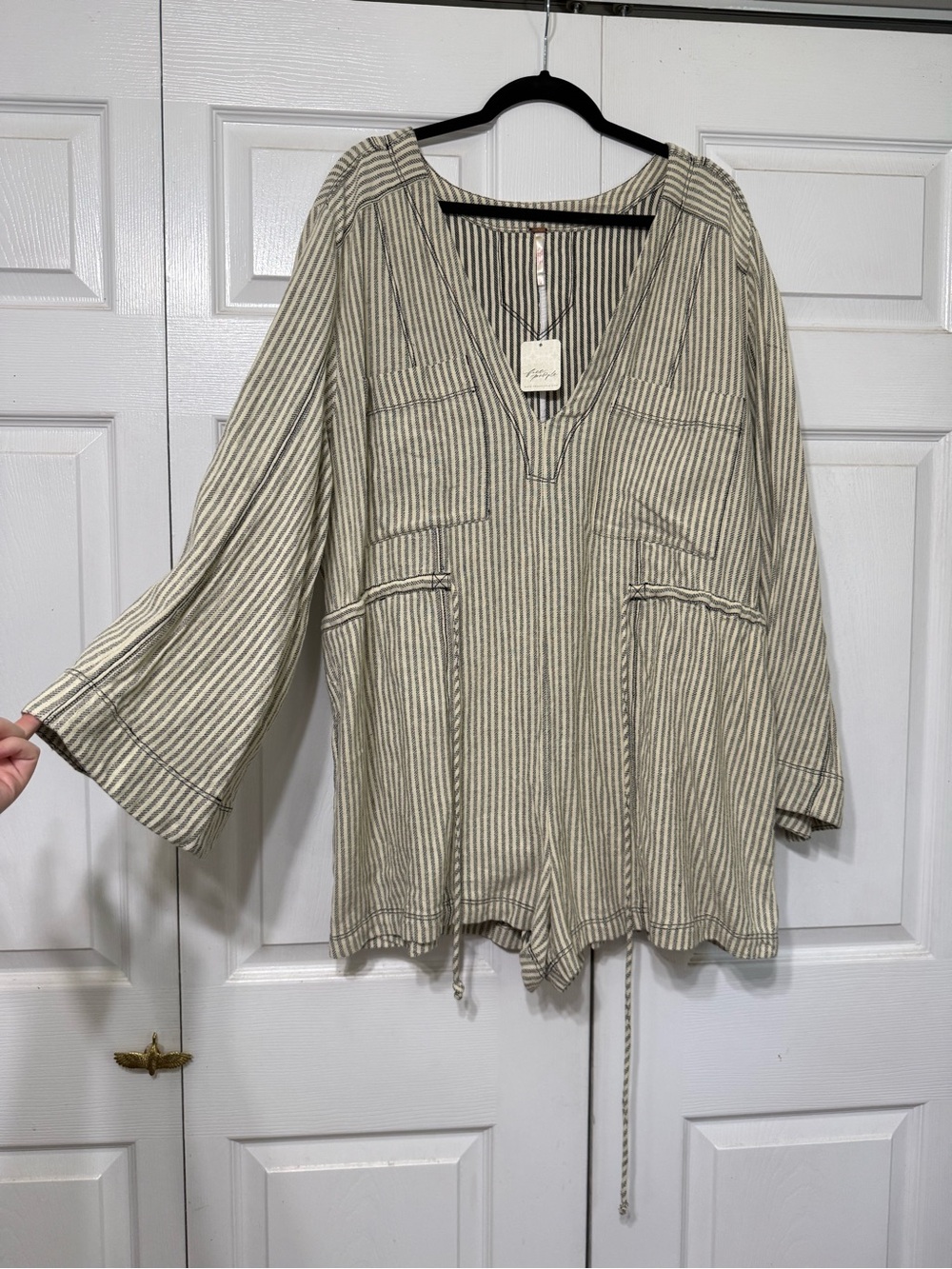 Free People Solstice Washed Shortall - boho romper large - Picture 2 of 5